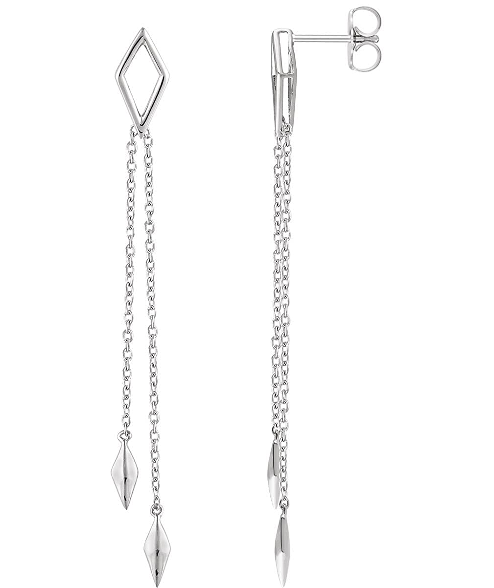 Geometric Chain Earrings, 14k White Gold