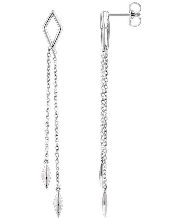 Geometric Chain Earrings, 14k White Gold