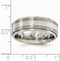 Edward Mirell Titanium with Sterling Silver Textured Line Step Edge Grooved 7.5mm Wedding Band, Size 7.5