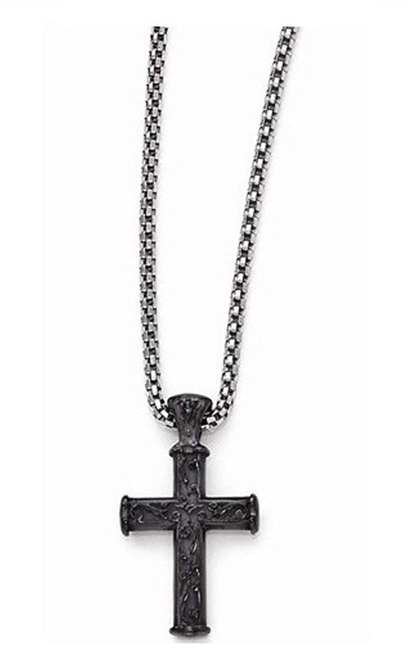 Edward Mirell Black Titanium Cross Pendant Necklace, 20"