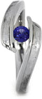 Blue Sapphire, Gibeon Meteorite 9.5mm Comfort-Fit Titanium Engagement Ring