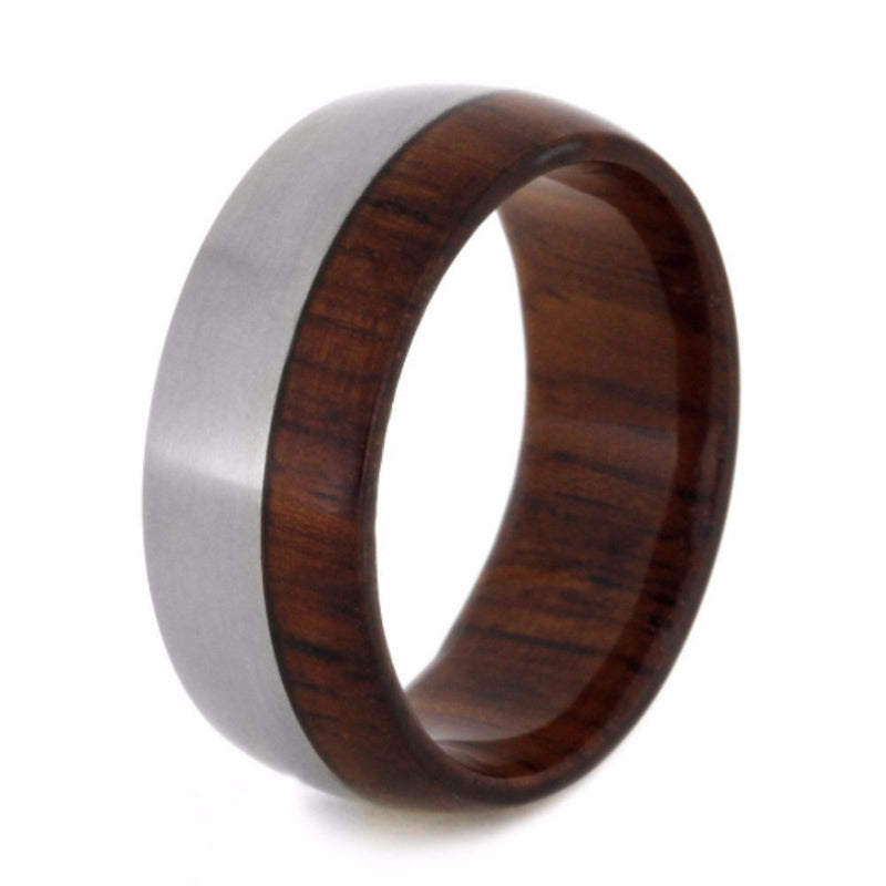 Honduran Rosewood Burl 8mm Comfort-Fit Matte Titanium Wedding Band