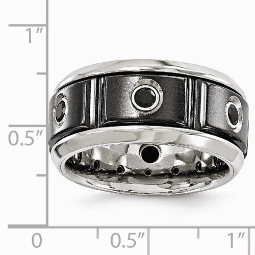 Slate Collection Black Titanium, Stainless Steel 6-Stone Black Spinel 11mm Band