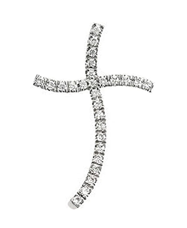 14k White Gold Diamond Cross Pendant (HI Color, I1 Clarity, 1/3 Cttw)