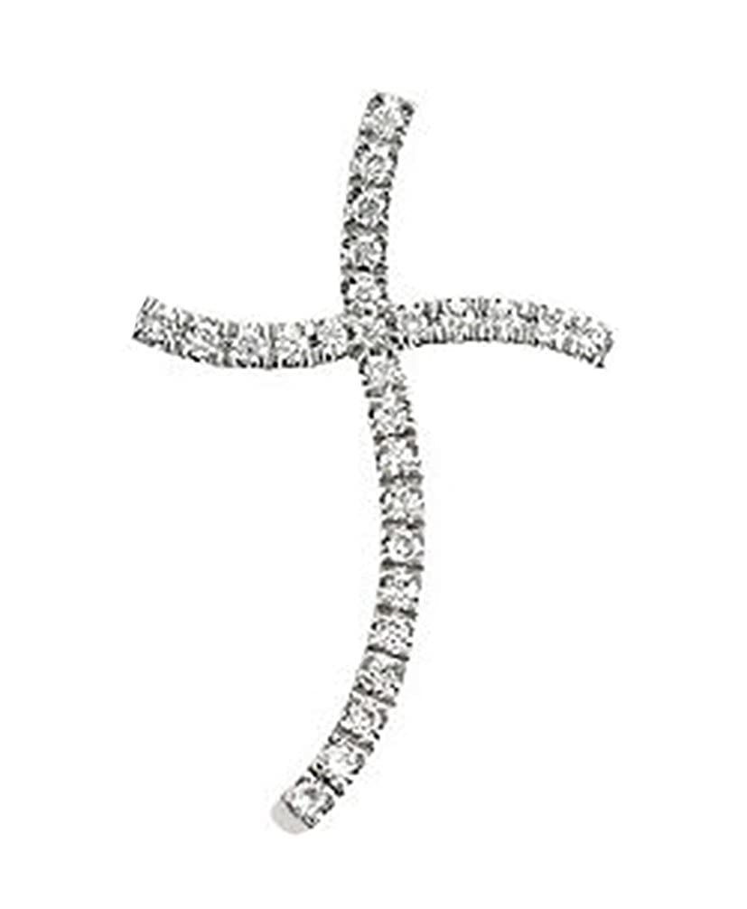 14k White Gold Diamond Cross Pendant (HI Color, I1 Clarity, 1/3 Cttw)