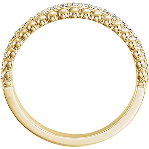 Diamond Beaded Ring, Rhodium-Plated 14k Yellow Gold (1/4 Ctw, Color G-H, Clarity I1), Size 7.5