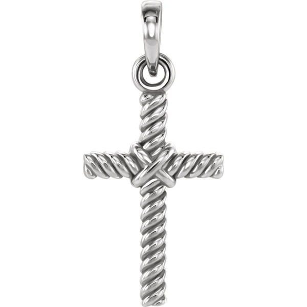 Rope Cross Rhodium-Plated 14k White Gold Pendant (13.5X8.6 MM)