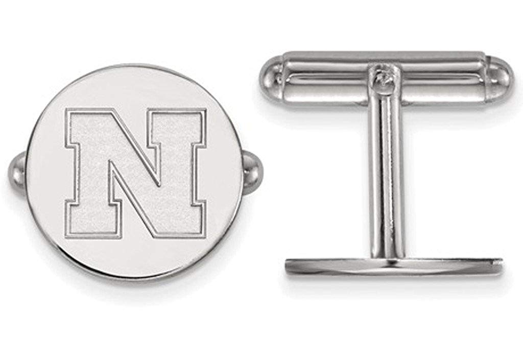 Rhodium-Plated Sterling Silver, University Of Nebraska Cuff Links, 15MM