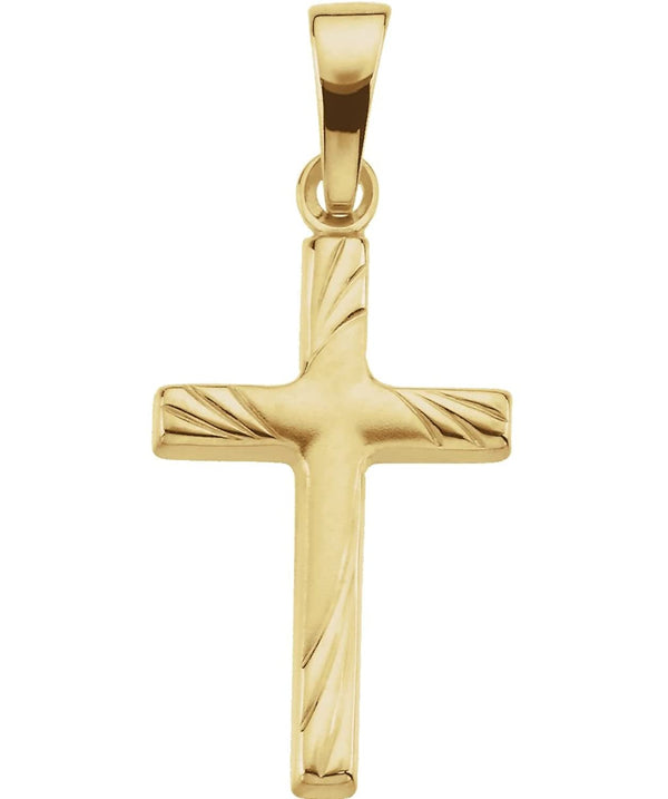 14k Yellow Gold Engraved Cross Pendant (17.5x12 MM)