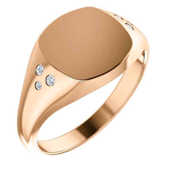 Diamond Closed Back Signet Ring, 10k Rose Gold (.05 Ctw G-H Color SI2-SI3 Clarity) Size 7.25