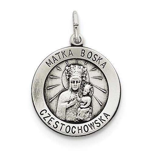 Sterling Silver Antiqued Matka Boska Medal (25X18MM)