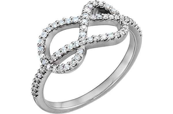 Platinum Diamond Knot Ring (1/3 Ctw, Color G-H, Clarity SI2-SI3), Size 6