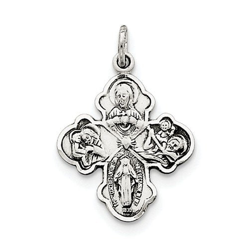 Sterling Silver Antiqued 4-Way Medal (25X18MM)