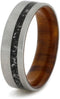 Stardust Meteorite, Ironwood Burl Sleeve 6mm Comfort-Fit Brushed Titanium Band, Size 14.75