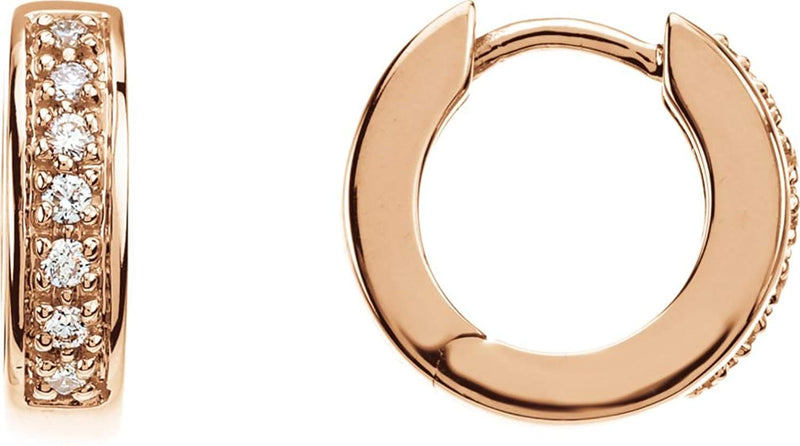 Diamond Hoop Earrings, 14k Rose Gold (1/6 Ctw, Color GH, Clarity SI1)