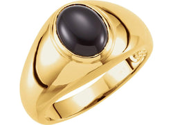 Mens Onyx Cabochon 14k Yellow Gold Ring