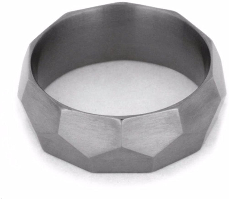 Faceted 8mm Comfort-Fit Matte Titanium Wedding Band, Size 5.5