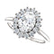 Oval Cubic Zirconia and Diamond Halo 14k White Gold Ring (.35 Cttw, GH Color, SI2-SI3 Clarity)