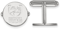 Rhodium-Plated Sterling Silver Kentucky Derby Round Cuff Links, 16MM