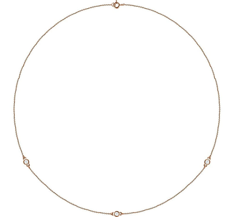 Diamond Solitaire 14k Rose Gold Pendant Necklace, 18" (1/4 Cttw)