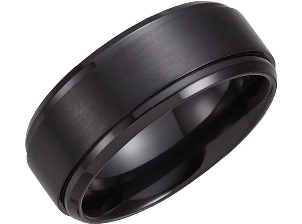 Satin Black Titanium Center 9mm Comfort Fit Band