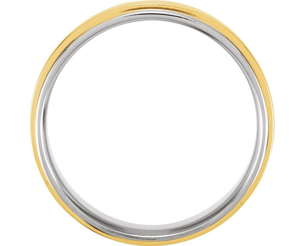 14k White and Yellow Gold 7.5mm Comfort Fit Flat Band, Size 8.5