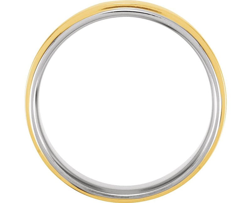 14k White and Yellow Gold 7.5mm Comfort Fit Flat Band, Size 8.5