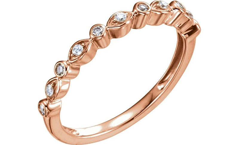 Diamond Stackable 1.7mm Band, 14k Rose Gold, Size 6.5