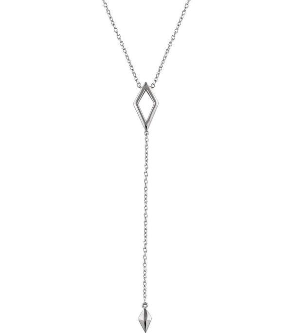 Geometric Necklace in Rhodium-Plated 14k White Gold, 16-18"