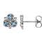 Aquamarine Three-Stone Stud Earrings, Rhodium-Plated 14k White Gold