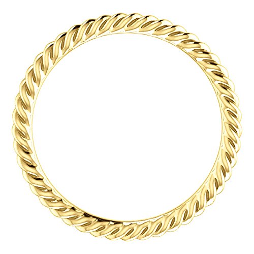 Slim-Profile 1.5mm Rope Trim Comfort-Fit Band, 18k Yellow Gold, Size 5