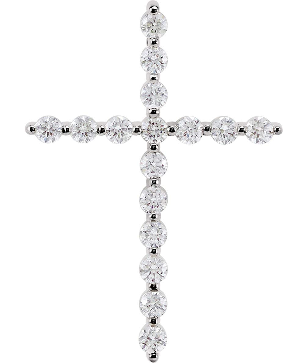 Diamond Cross Rhodium-Plated 14k White Gold Pendant (.5 Ctw, G-H Color, I1 Clarity)