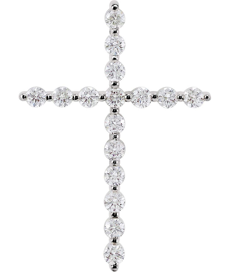 Diamond Cross Rhodium-Plated 14k White Gold Pendant (.5 Ctw, G-H Color, I1 Clarity)