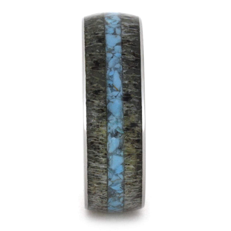 Turquoise, Deer Antler 8mm Comfort-Fit Titanium Band