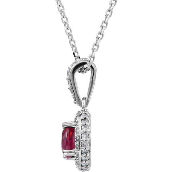 The Men's Jewelry Store (for HER) Ruby and Diamond Entourage 14k White Gold Pendant Necklace, 18" (1/4 Cttw)