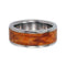 Gold Box Elder Burl Wood Inlay 6mm Comfort Fit Interchangeable Titanium Band, Size 15.5