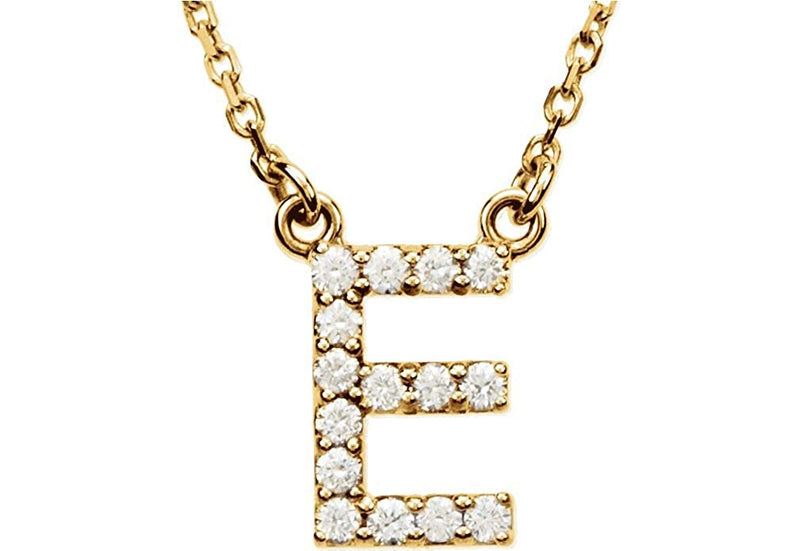 14k Yellow Gold Diamond Initial 'E' 1/6 Cttw Necklace, 16" (GH Color, I1 Clarity)