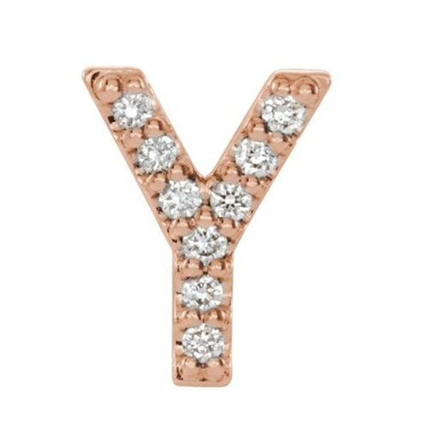 14k Rose Gold Diamond Letter 'Y' Initial Stud Earring (Single Earring) (.04 Ctw, GH Color, I1 Clarity)