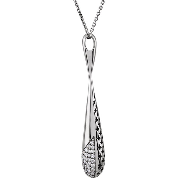 Diamond Teardrop 14k White Gold Pendant Necklace, 18" (1/5 Cttw)