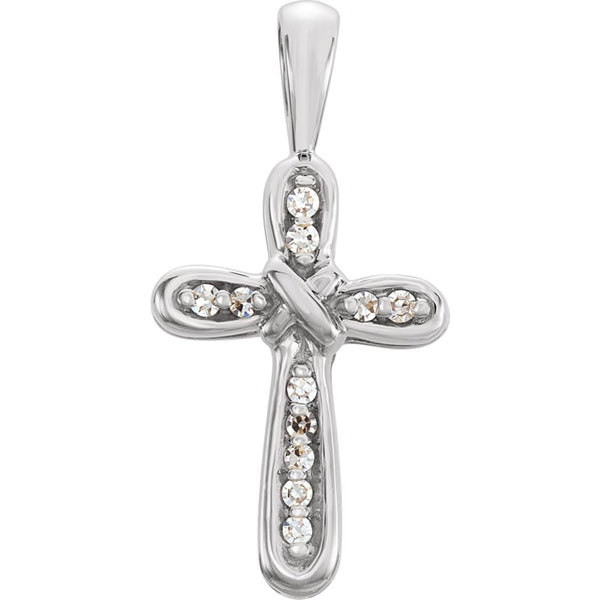 Diamond Knot Cross Rhodium-Plated 14k White Gold Pendant (.06 Ctw, G-H Color,SI1 Clarity)