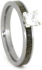 Princess-Cut Diamond Deer Antler 4mm Comfort-Fit Titanium Ring