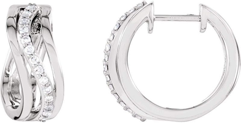 Diamond Hoop Earrings, 14k White Gold (1/5 Ctw, Color GH, Clarity I1)