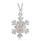 Snow Flake Pendant Necklace, Sterling Silver, 12k Green and Rose Gold Black Hills Gold Motif, 18''