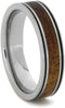 Koa Wood, Black Enamel Pinstripe 6mm Comfort-Fit Titanium Band