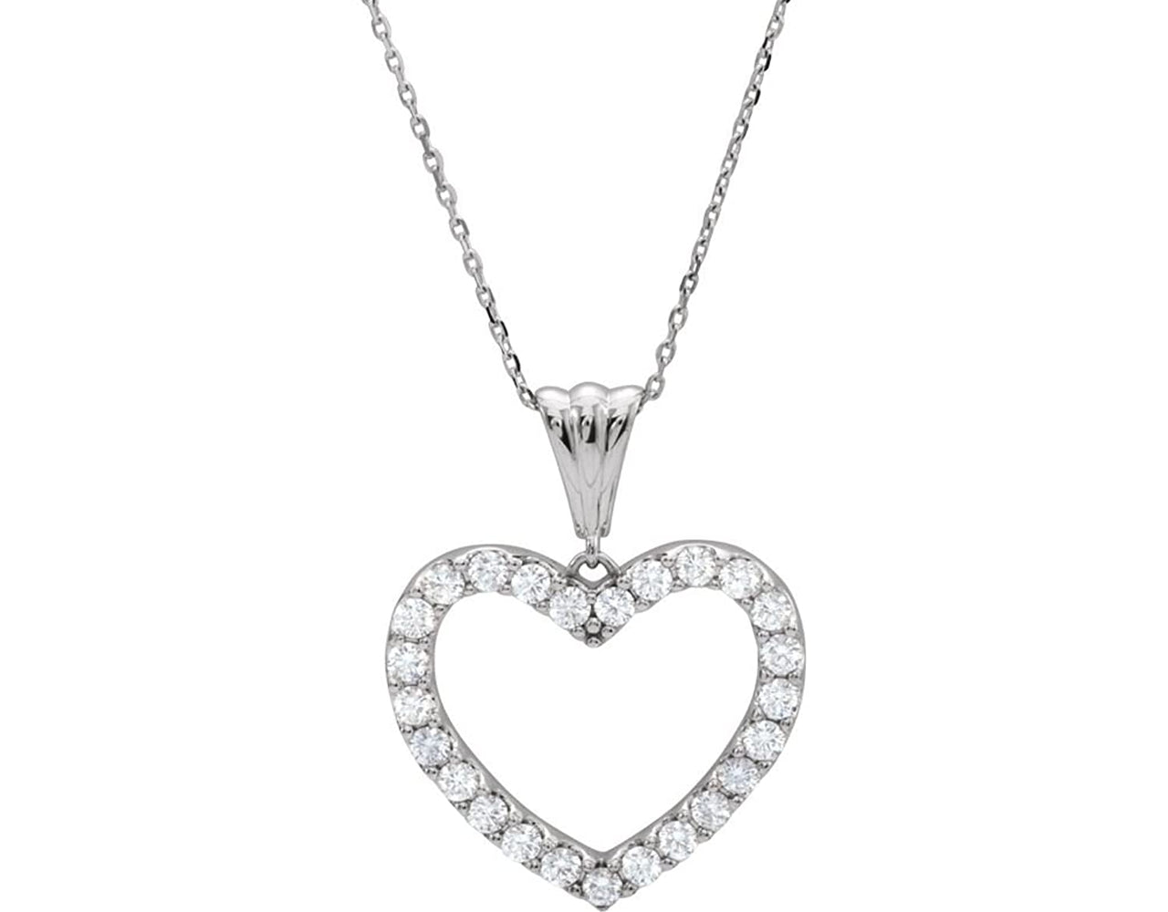 14k White Gold Diamond Heart Necklace (GH Color, I1 Clarity, 1/4 Cttw)