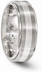 Edward Mirell Titanium with 14k White Gold Textured Line 7.5mm Grooved Wedding Band