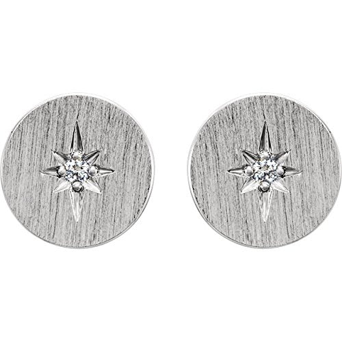 Diamond Starburst Earrings, Sterling Silver(.02 Ctw, Color G-H, Clarity I1)