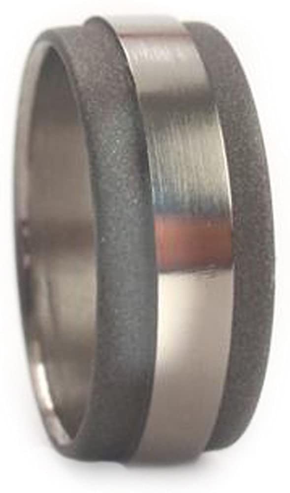 Brushed and Sandblasted 8mm Comfort-Fit Titanium Wedding Band