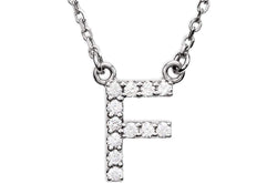 Diamond Initial 'F' Rhodium Plate 14K White Gold (1/6 Cttw, GH Color, l1 Clarity), 16.25"