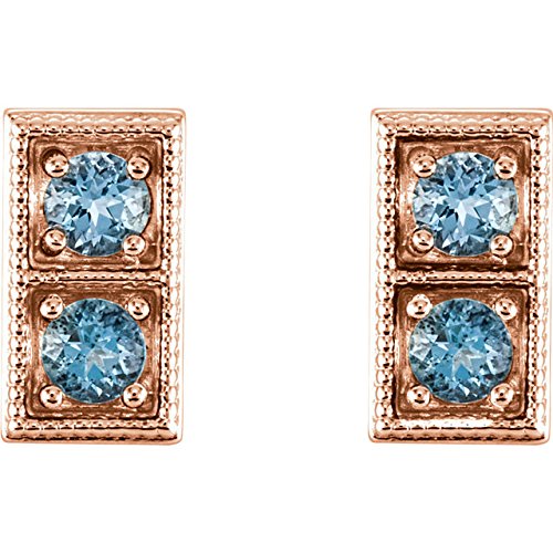 Aquamarine Two-Stone Earrings, 14k Rose Gold